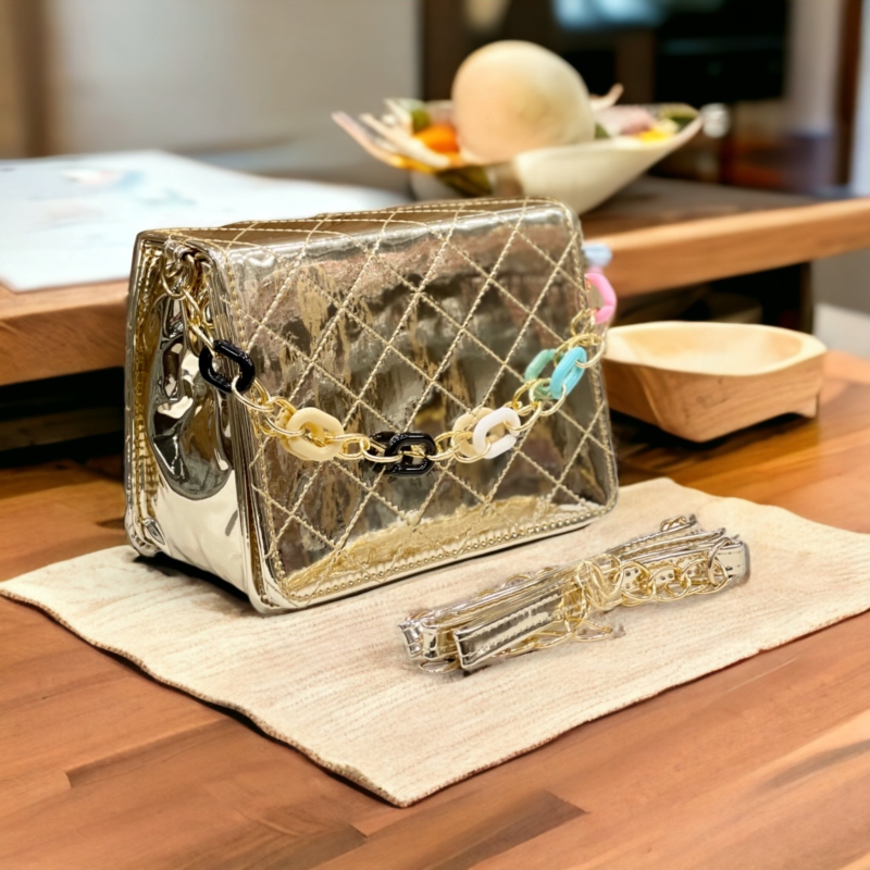 Light gold glossy sling bag