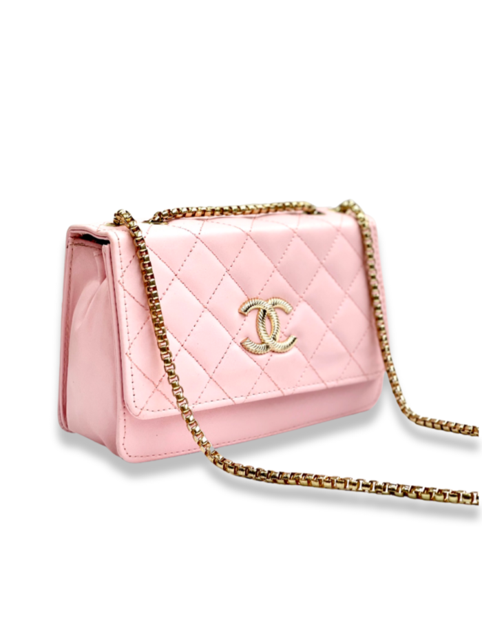 Pink embroidered sling bag