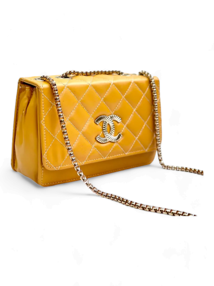 Yellow embroidered sling bag