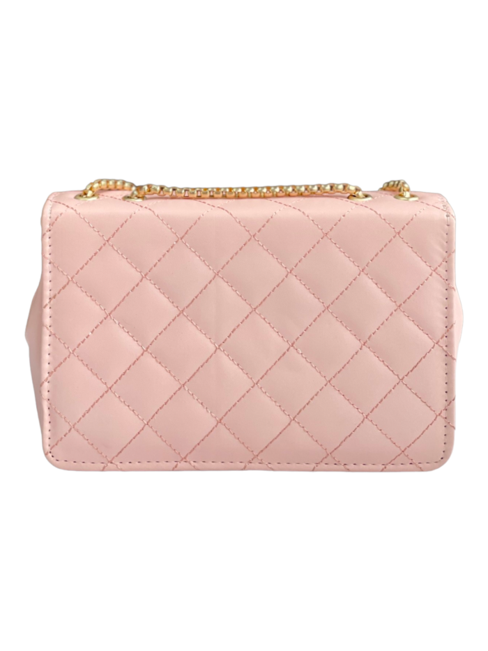 Pink embroidered sling bag