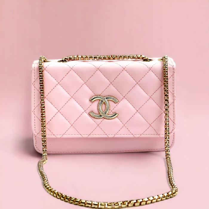Pink embroidered sling bag