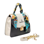 White and black color block classy sling bag
